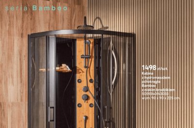 Kabina z hydromasażem półokrągła Bamboo z niskim brodzikiem promocja w Castorama