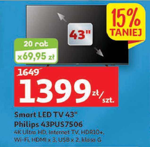 Telewizor led 43" 43pus7506/12 Philips promocja