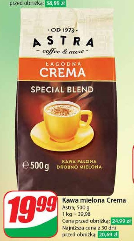 Kawa Astra łagodna crema Astra caffee promocja