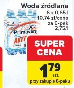 Woda źródlana Primavera promocja w Carrefour