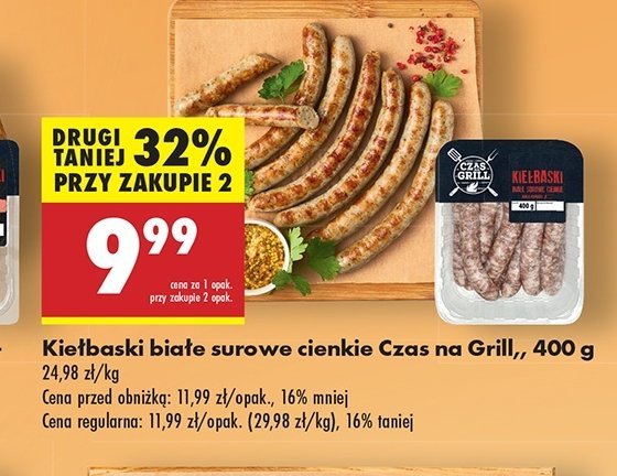 Kie艂baski surowe bia艂e cienkie Czas na grill promocja