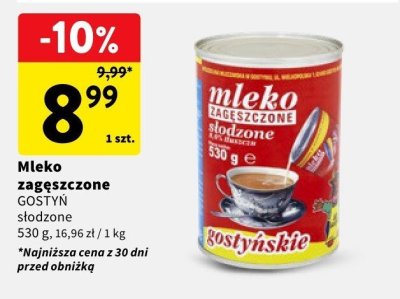 Mleko zagęszczone Gostyń słodzone promocja w Intermarche