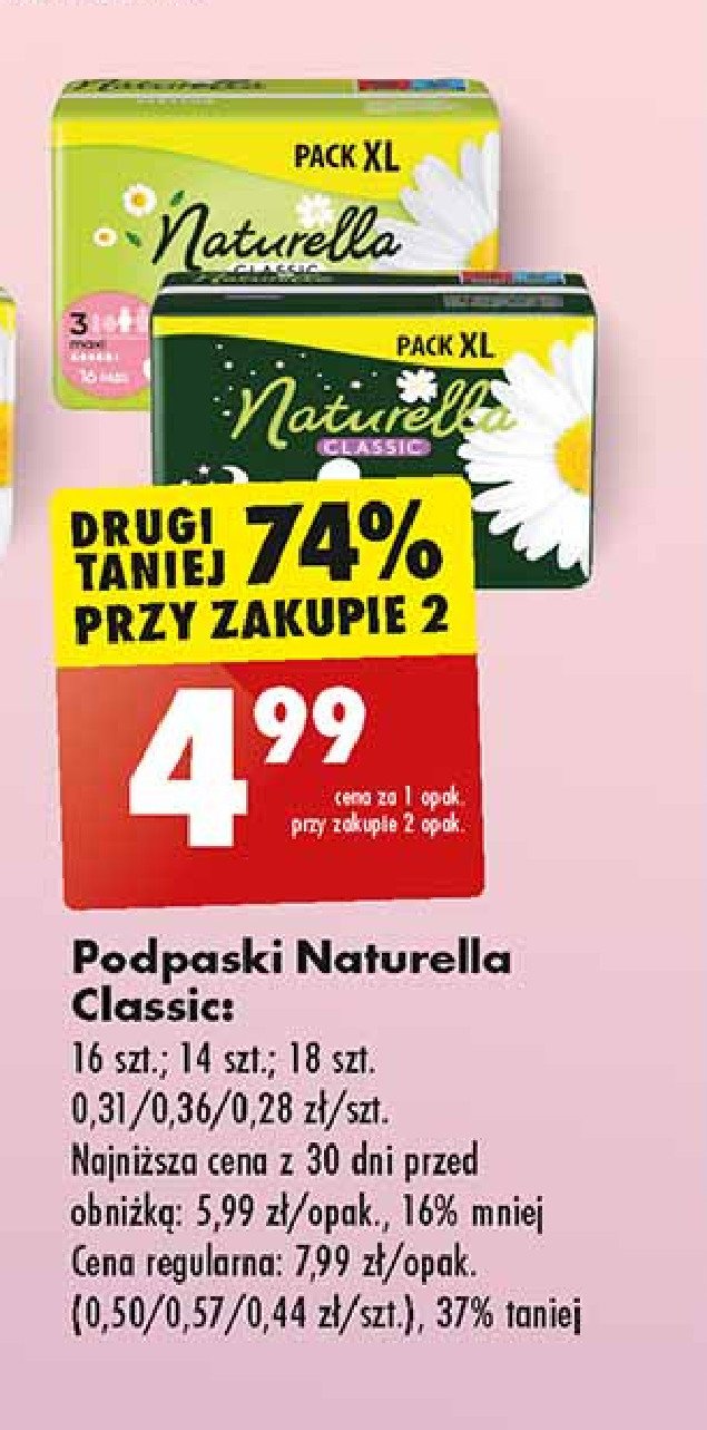 Podpaski higieniczne normal camomile Naturella classic promocja