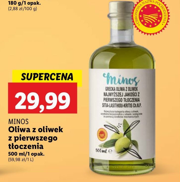 Oliwa z oliwek Minos (spożywcze) promocja w Lidl