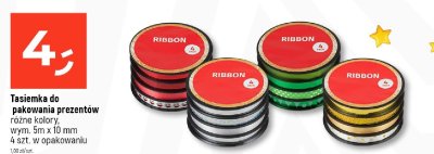 Tasiemka do pakowania prezentów różne kolory wym. 5m x 10 mm 4 szt. w opakowaniu promocja w Dealz