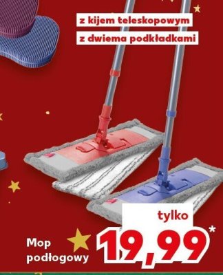 Mop podłogowy z kijem teleskopowym i dwoma podkładkami promocja w Kaufland