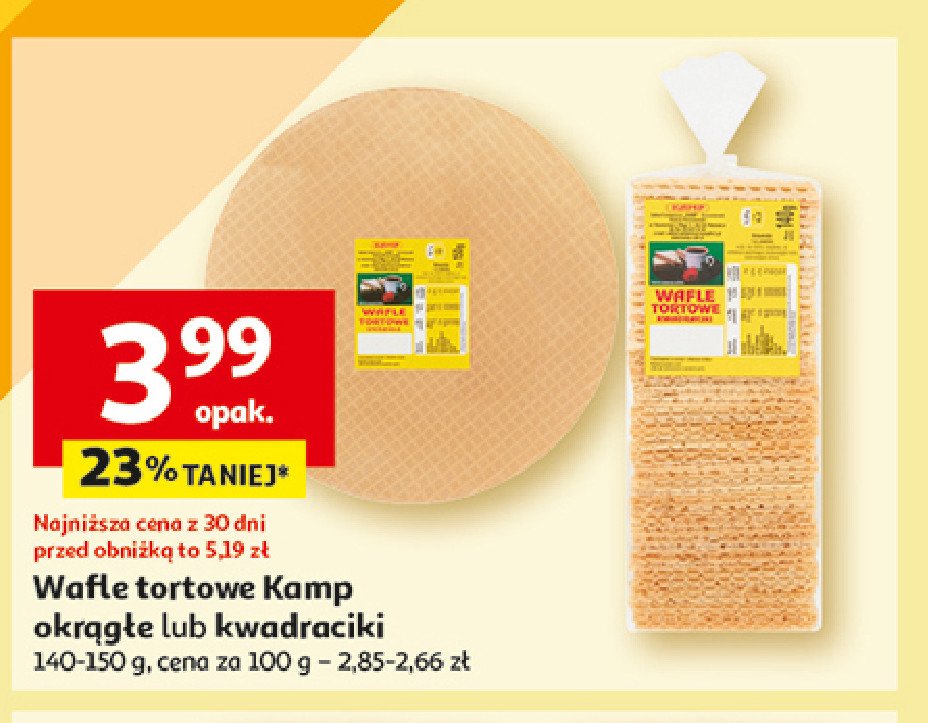 Wafle tortowe kwadraciki KAMP promocja