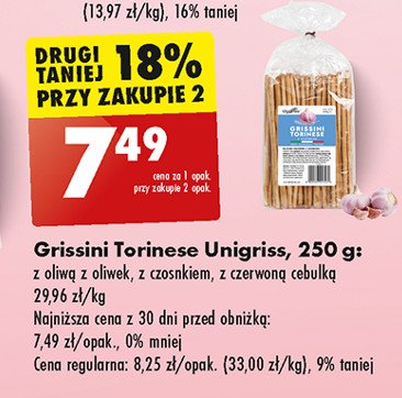 Grissini torinesse z oliwą z oliwek Unigriss promocja