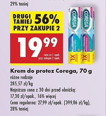 Krem mocujący do protez delikatnie miętowy Corega super mocny promocja w Biedronka