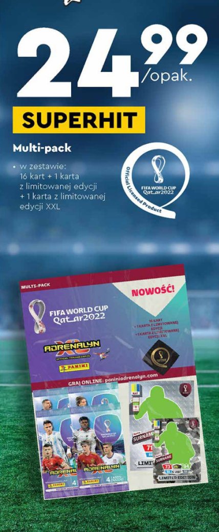 Multipack fifa world cup 2022 16 kart + 1 karta z limitowanej edycji + 1 karta z limitowanej edycji xxl Panini promocja