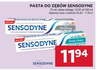 Pasta do zębów SENSODYNE 75 ml, różne rodzaje; 15,92 zł/100 ml promocja w Stokrotka
