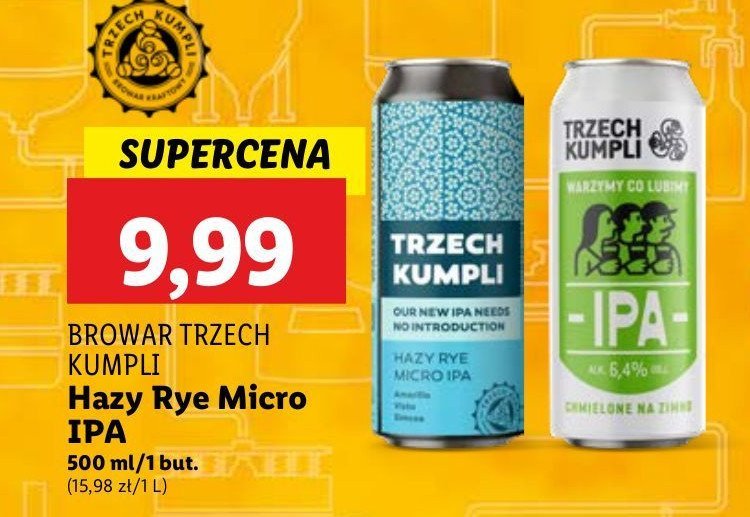 Piwo hazy rye micro ipa TRZECH KUMPLI promocja