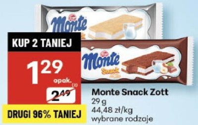 Monte Snack Zott wybrane rodzaje promocja w Delikatesy Centrum