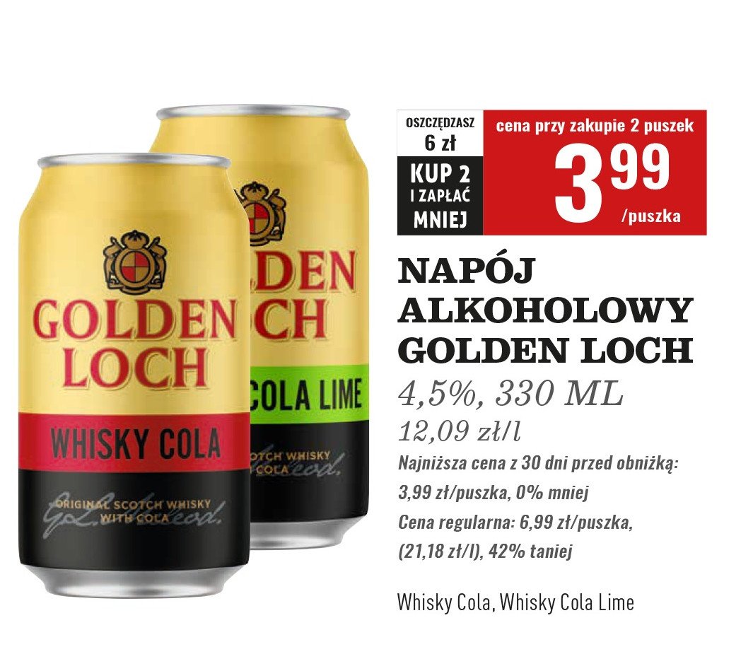 Whisky + cola lime GOLDEN LOCH promocja w Biedronka