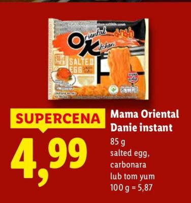 Mama Oriental Danie instant 85 g salted egg, carbonara lub tom yum promocja w Lidl