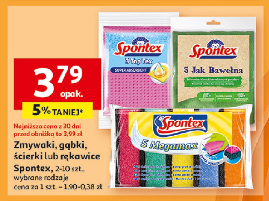 Ściereczki gąbczaste top tex Spontex promocja