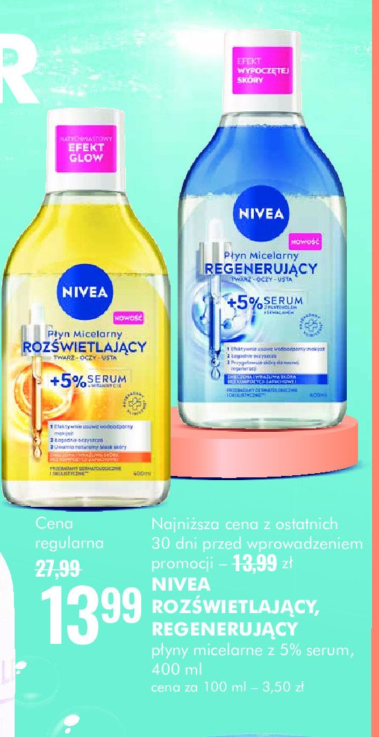 Płyn micelarny regenerujący z 5% serum Nivea promocja