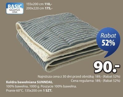 Kołdra bawełniana SUNDAL promocja w Jysk