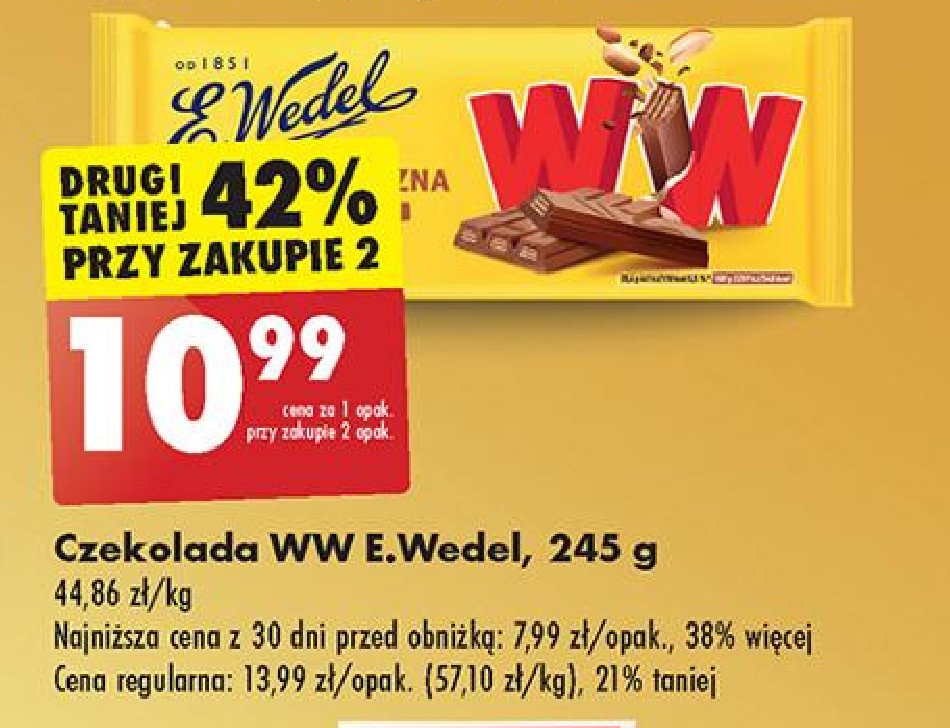 Czekolada mleczna z wafelkami peanut butter E. wedel ww promocja w Biedronka