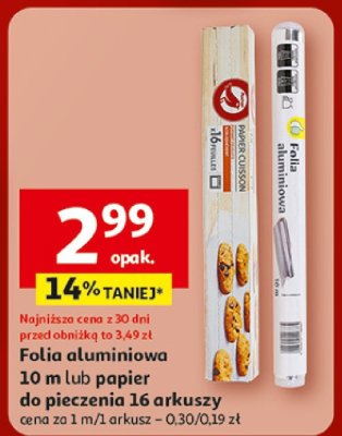 Folia aluminiowa 10 m lub papier do pieczenia 16 arkuszy promocja w Auchan