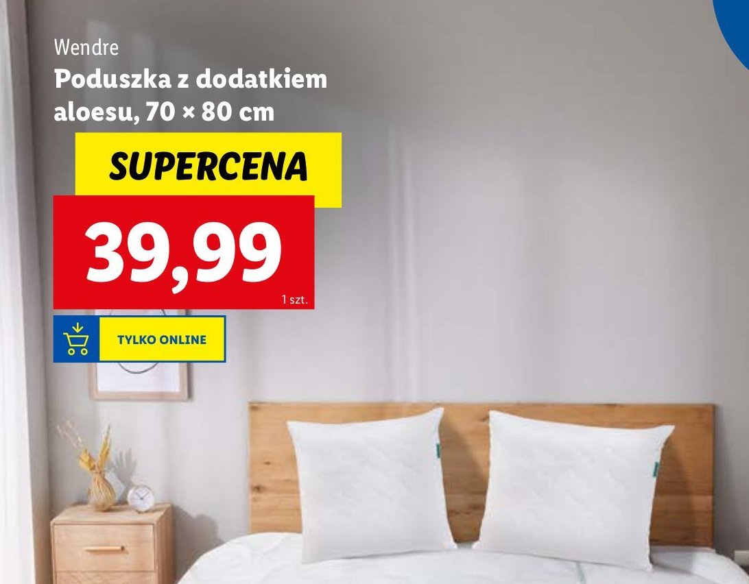 Poduszka z dodatkiem aloesu 70 x 80 cm Wendre promocja w Lidl