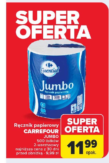 Ręcznik papierowy Carrefour jumbo promocja