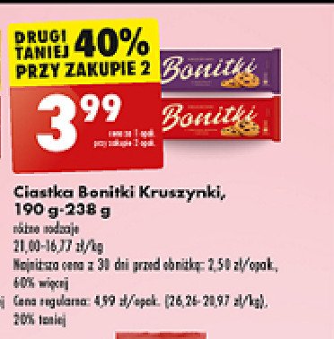 Ciastka kruszynki z rodzynkami i czekoladą Bonitki promocja