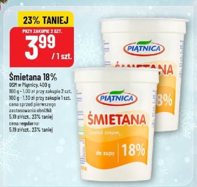 Śmietana 18% Piątnica promocja w POLOmarket
