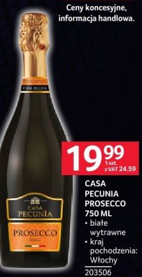 Wino musujące Casa Pecunia Prosecco białe wytrawne promocja w Selgros