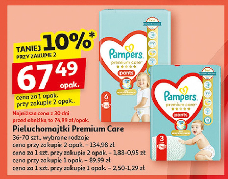 Pieluchomajtki rozm. 3 Pampers premium care pants promocja w Auchan