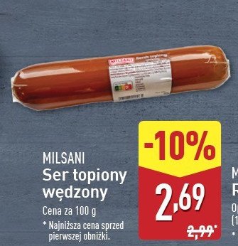 Ser topiony wędzony Milsani promocja w Aldi