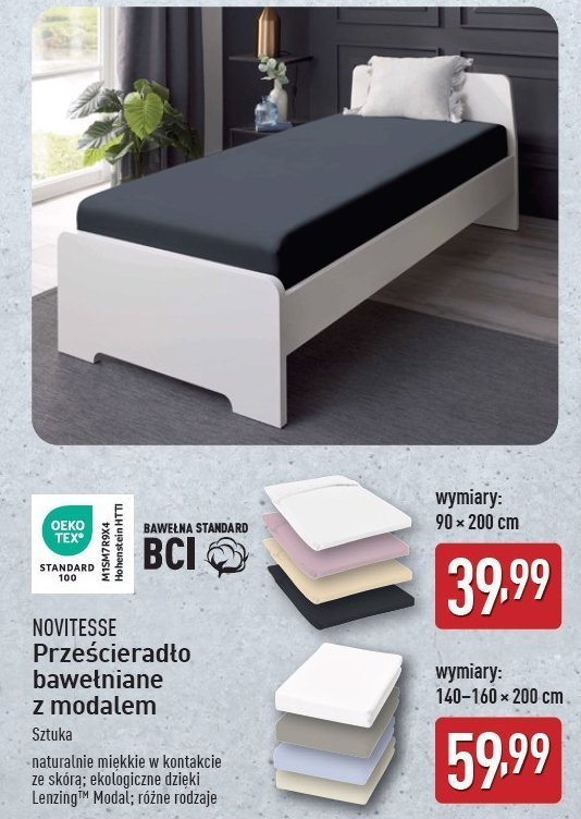 Prześcieradło 140-160 x 200 cm Novitesse promocja w Aldi