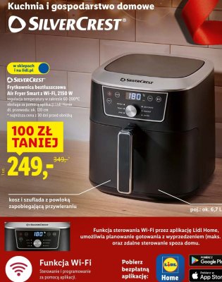 Frytkownica beztłuszczowa SilverCrest Air Fryer Smart z Wi-Fi, 2150 W promocja w Lidl