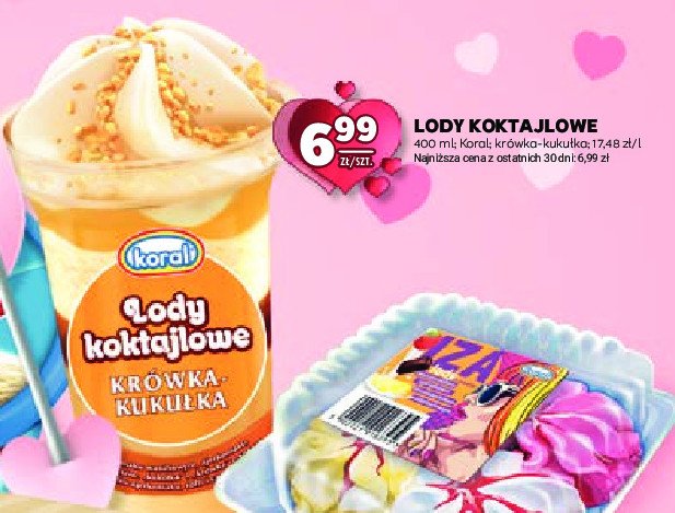 Lody koktajlowe Koral krówka-kukułka promocja