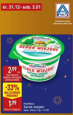 Serek wiejski cottage cheese naturalny  promocja w Aldi