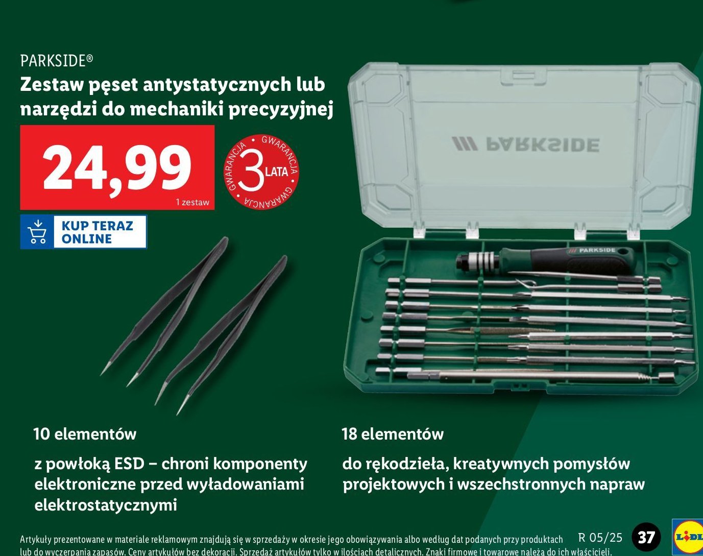 Pęsety antystatyczne Parkside promocja w Lidl