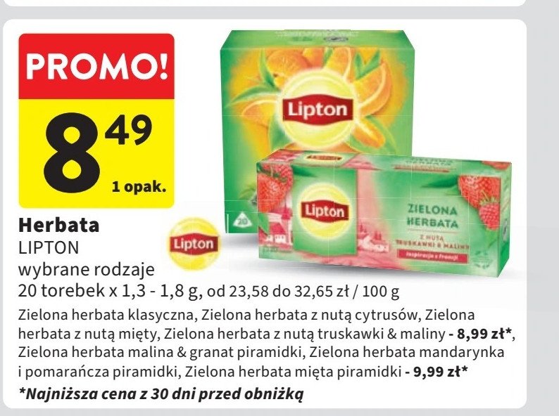 Herbata mandarin & orange Lipton green tea promocja