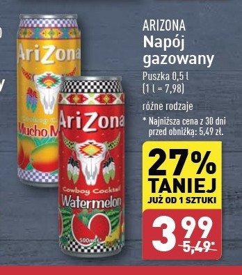 Napój mucho mango Arizona promocja w Aldi