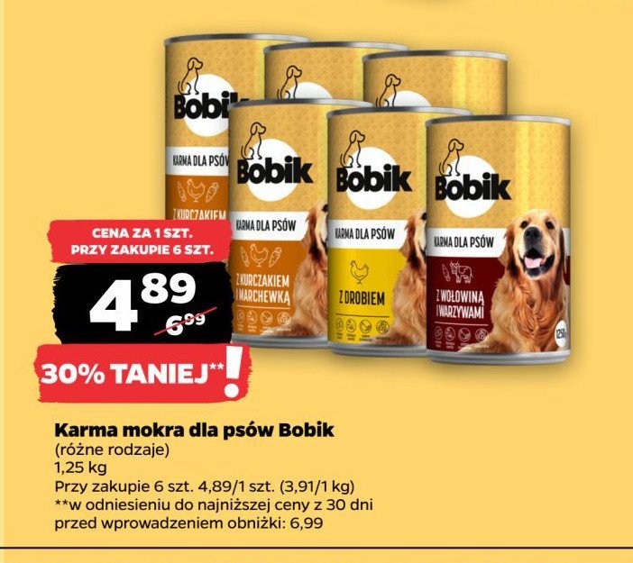 Karma dla psa z wołowiną i warzywami Bobik promocja