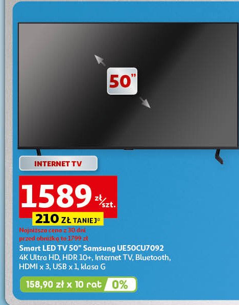 Telewizor 50" ue50cu7092 Samsung promocja w Auchan