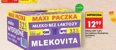 Mleko UHT 3,2% bez laktozy Wydojone, 6x500ml promocja w Biedronka