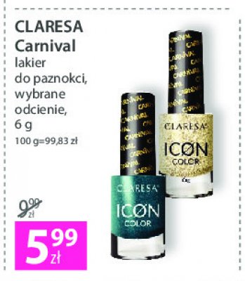 Lakier do paznokci carnival zielone drobinki Claresa icon color promocja