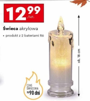 Świeca akrylowa LED Cortina promocja w Biedronka