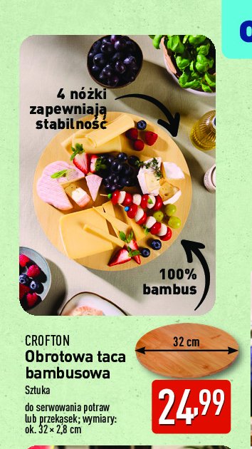 Taca obrotowa bambusowa Crofton promocja w Aldi