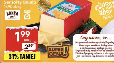 Ser żółty Gouda Kania promocja w Delikatesy Centrum