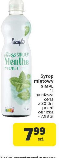 Syrop mint Simpl promocja w Carrefour