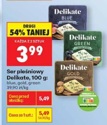 Ser pleśniowy Delikate, 100 g: blue, gold, green promocja w Biedronka