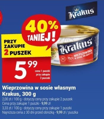 Wieprzowina w sosie własnym Krakus, 300 g promocja w Twój Market