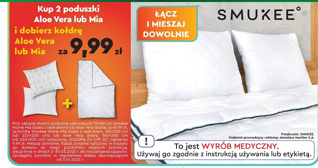 Poduszka aloe vera 70 x 80 cm Smukee home promocja w Biedronka