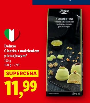 Ciastka z nadzieniem pistacjowym Deluxe promocja w Lidl